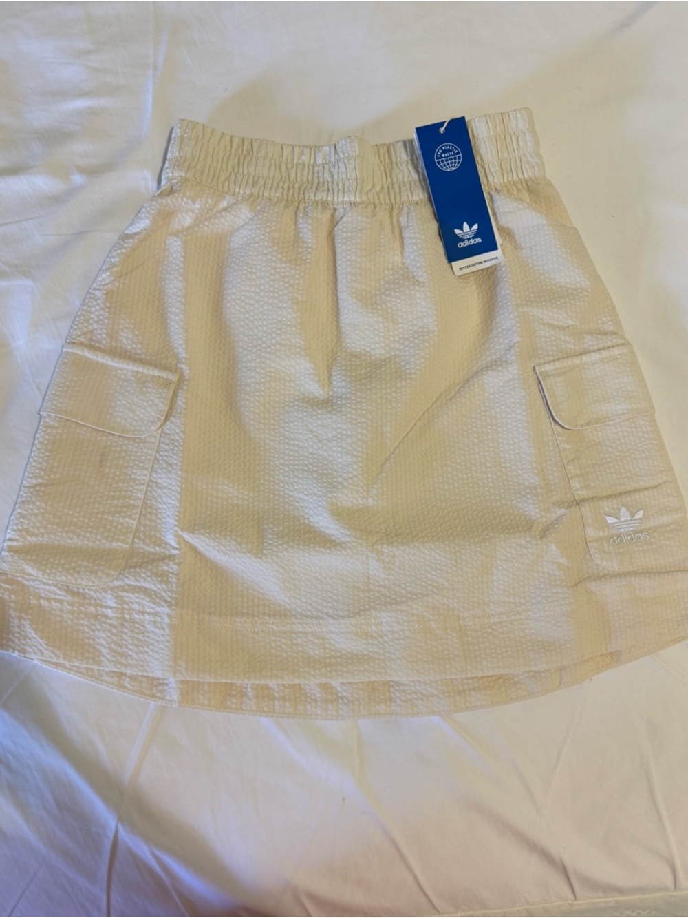 adidas Cream Cargo Mini Skirt with Trefoil Patch